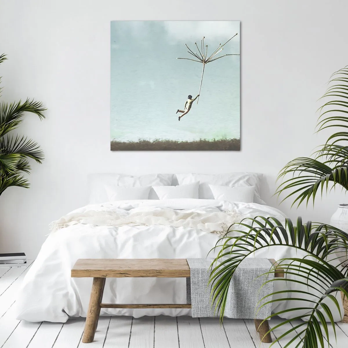 Impression sur toile - Image sur toile - Cerfs-volants, pissenlits, vent - 30x30 cm