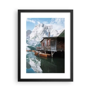 Affiche dans un cadre noir - Poster - Un matin cristallin en montagne - 30x40 cm