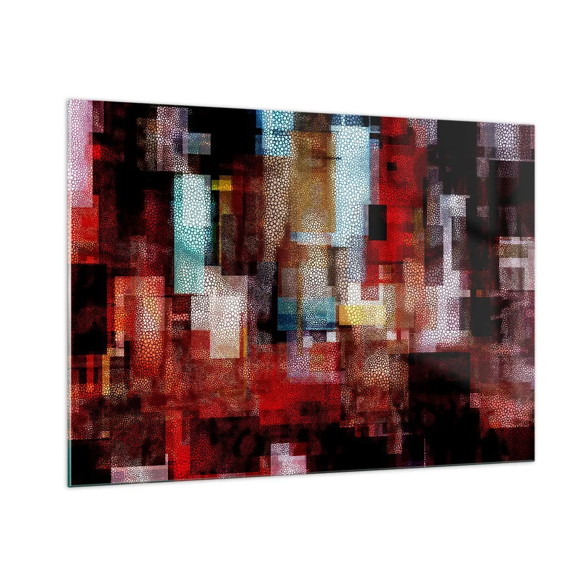 Impression sur verre - Image sur verre - Composition géométrique abstraite dans les tons de rouge - 100x70cm - Mélange de confusions - Décoration murale moderne pour le salon et la chambre ARTTOR