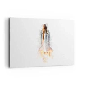 Impression sur toile - Image sur toile - Une interprétation artistique à l'aquarelle d'une navette spatiale au décollage - 120x80cm - Des explorateurs pour commencer - Décoration murale moderne pour le salon et la chambre ARTTOR