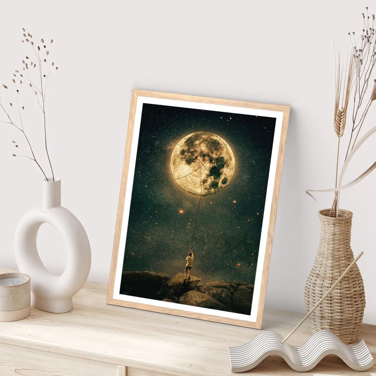 Affiche dans un chêne clair - Poster - Celui qui a volé la lune - 70x100 cm