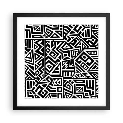Affiche dans un cadre noir - Poster - Composition précolombienne - 40x40 cm