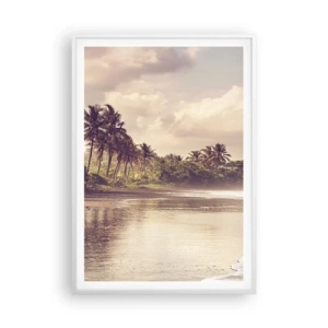 Affiche dans un cadre blanc - Poster - La caresse des vagues - 70x100 cm