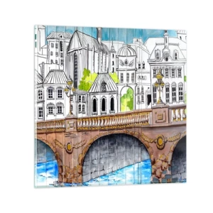 Impression sur verre - Image sur verre - Une ville comme peinte - 50x50 cm