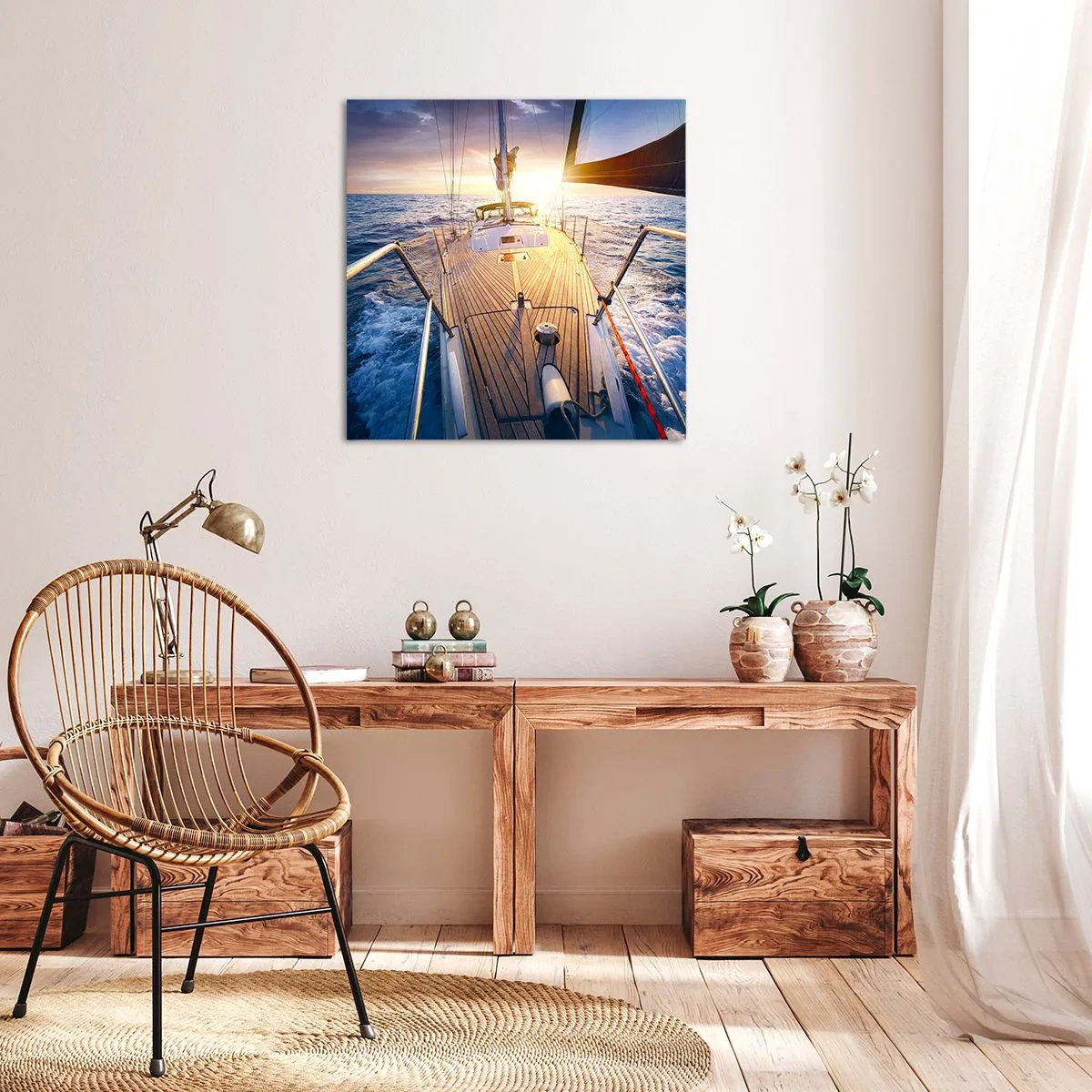 Impression sur toile - Image sur toile - Courir sur les vagues - 70x70 cm