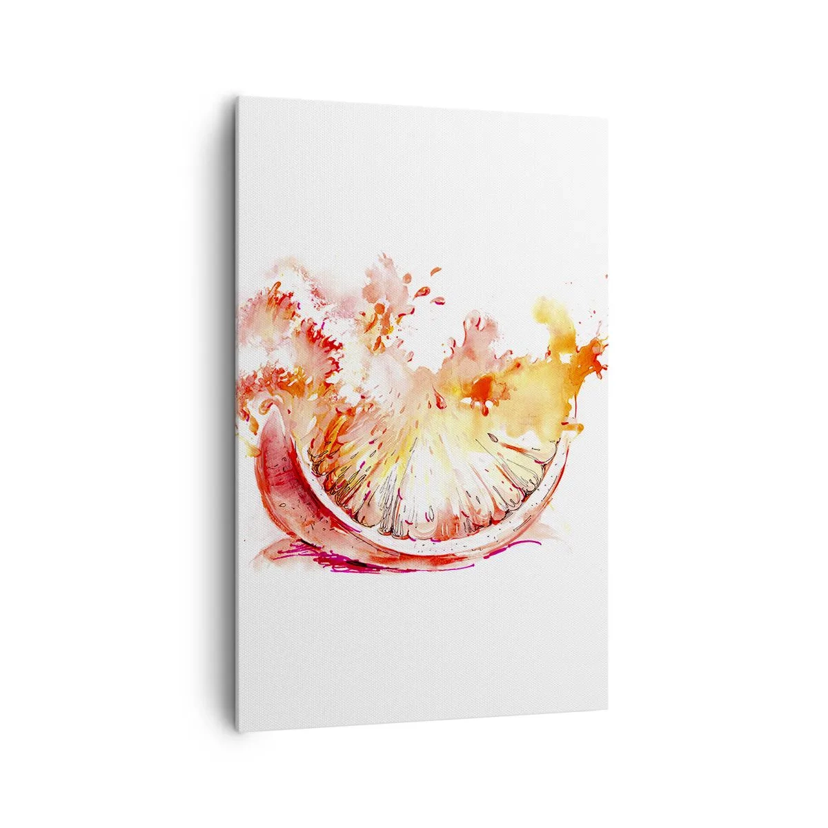 Impression sur toile - Image sur toile - Une tranche de pamplemousse à l'aquarelle aux couleurs vives - 80x120cm - Détente juteuse - Décoration murale moderne pour le salon et la chambre ARTTOR