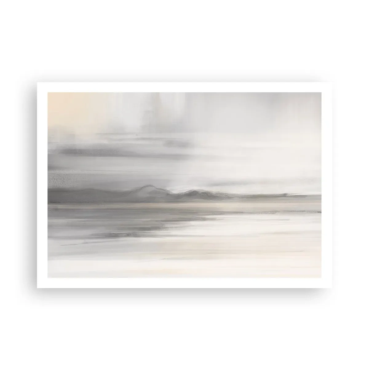 Affiche - Poster - Un paysage subtil aux tons gris et beige - 100x70cm - Distance réfléchie - Décoration murale moderne pour le salon et la chambre ARTTOR