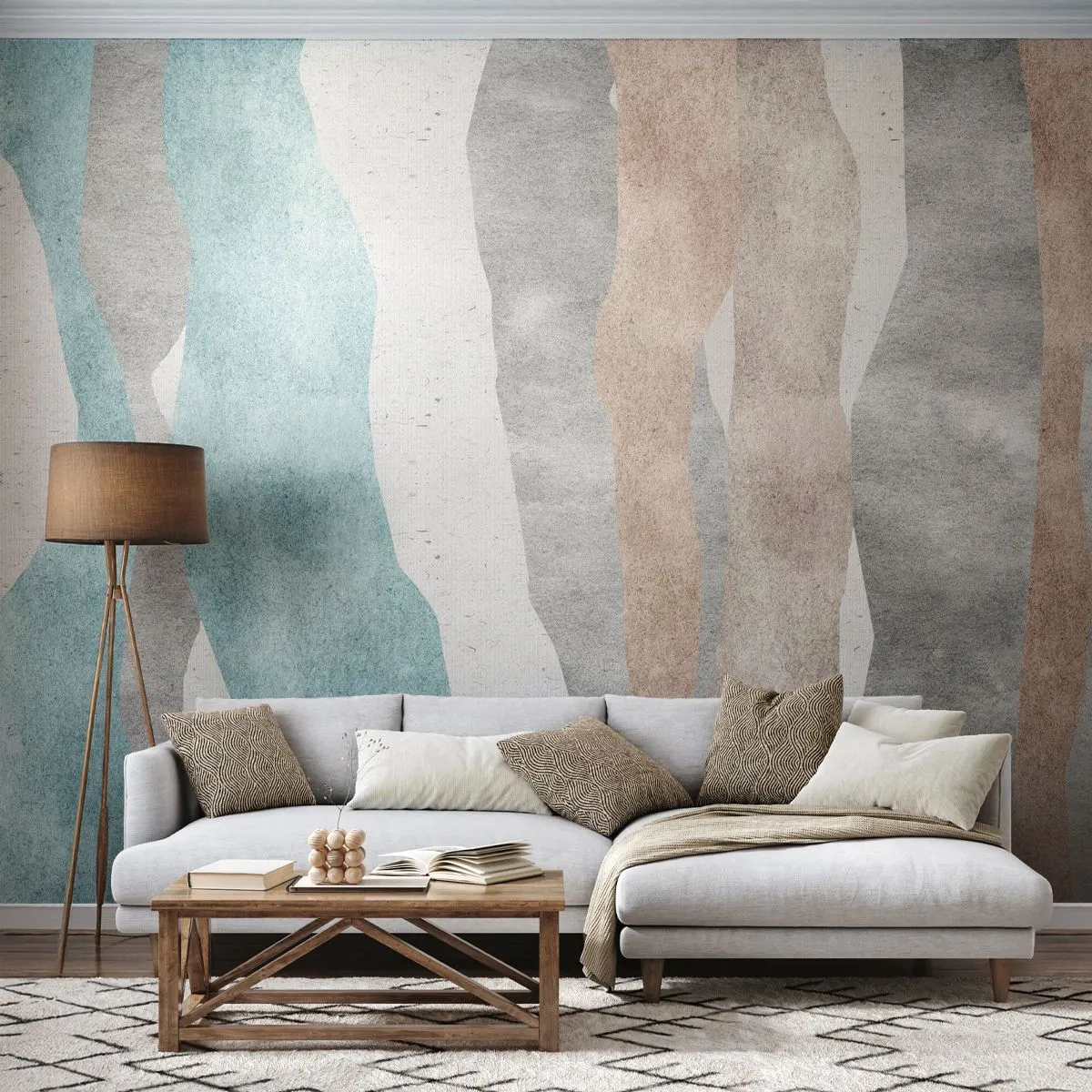 Papier Peint Photo Premium Canvas - Une étude de proximité - Pastel, Minimaliste, Lignes - 250x175 cm
