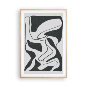 Affiche dans un chêne clair - Poster - Amusement de labyrinthe abstrait - 61x91 cm