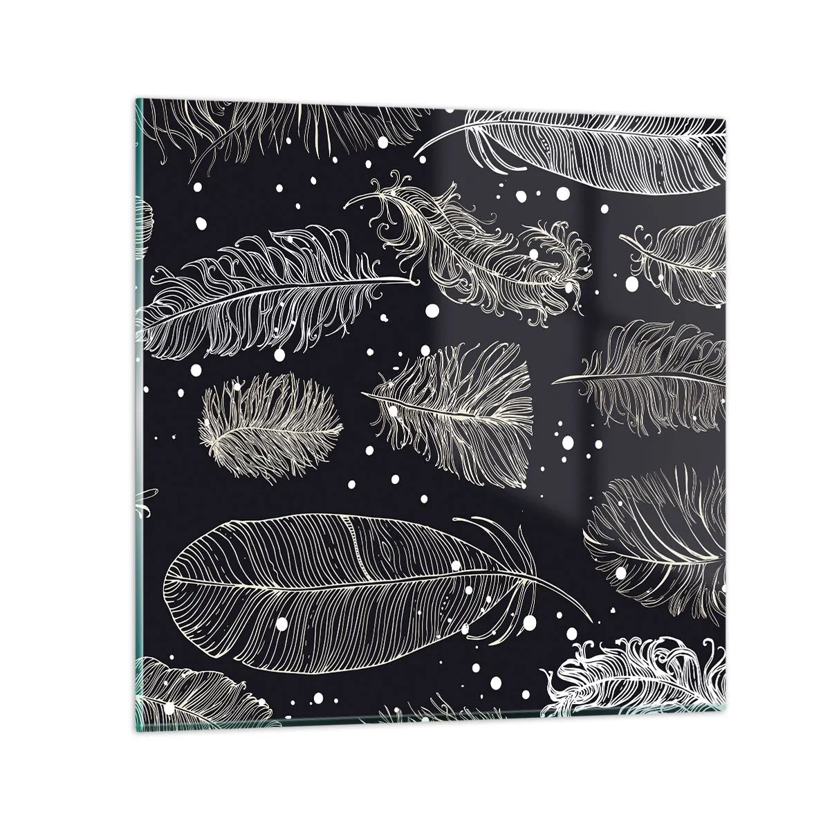 Impression sur verre - Image sur verre - Toile de plumes - 50x50 cm