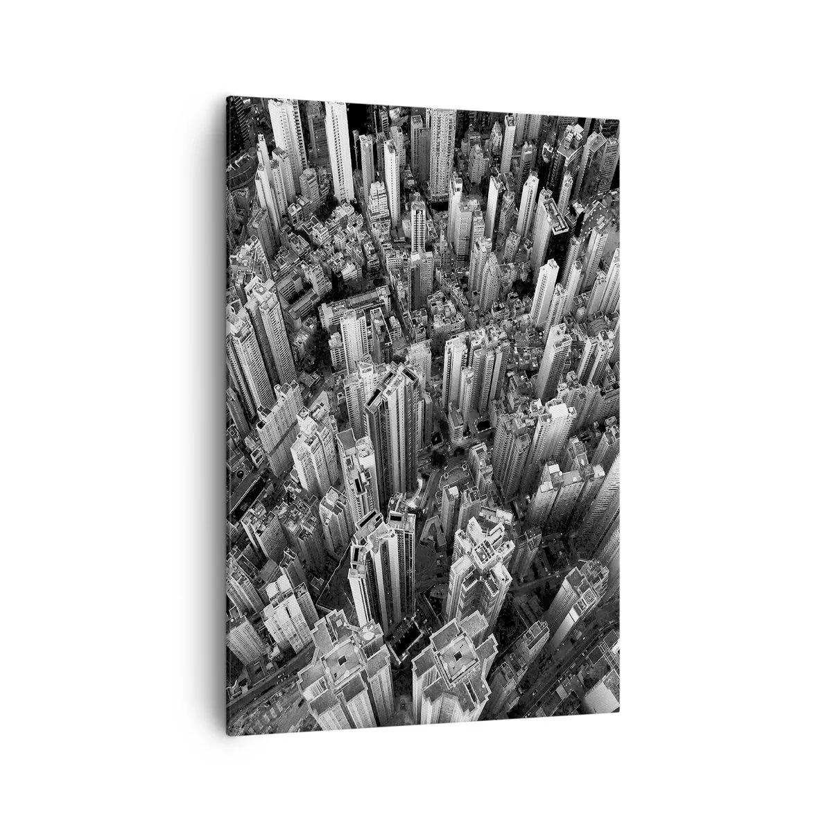 Impression sur toile - Image sur toile - Vue aérienne de la ville en noir et blanc - 70x100cm - Toujours de plus en plus haut - Décoration murale moderne pour le salon et la chambre ARTTOR