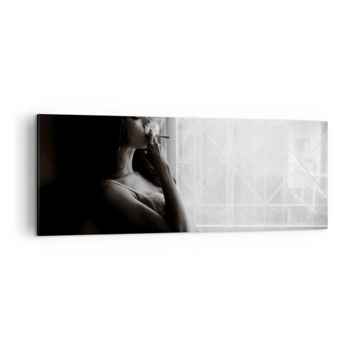 Impression sur toile - Image sur toile - Une femme dans une pose sensuelle sur une photographie en noir et blanc - 140x50cm - Vous sentez-vous libre ? - Décoration murale moderne pour le salon et la chambre ARTTOR