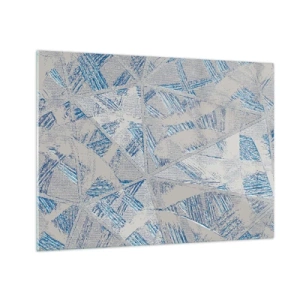 Impression sur verre - Image sur verre - Motifs géométriques dans les tons de gris et de bleu - 70x50cm - Dans un labyrinthe bleu-gris - Décoration murale moderne pour le salon et la chambre ARTTOR