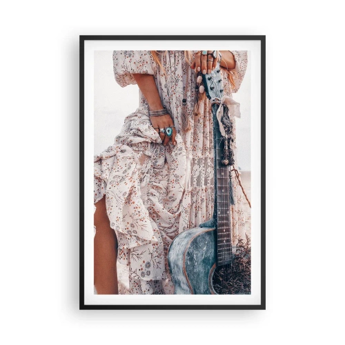 Affiche dans un cadre noir - Poster - Enfant de fleur en route - 61x91 cm