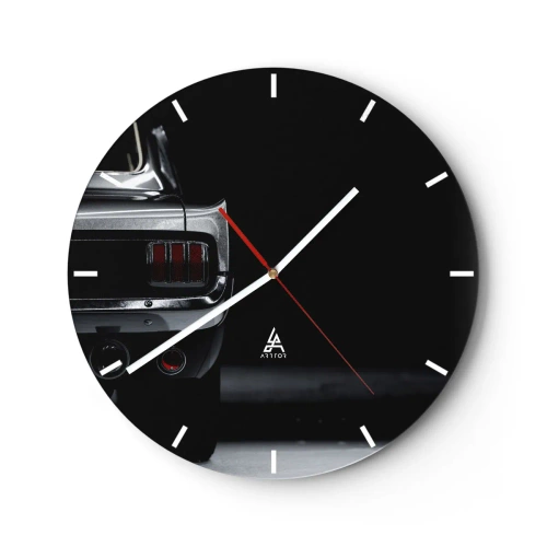 Horloge murale - Pendule murale - L'arrière d'une voiture classique en noir et argent élégant - 30x30cm - Le charme du classique - Décoration murale moderne pour le salon, la cuisine et la chambre ARTTOR
