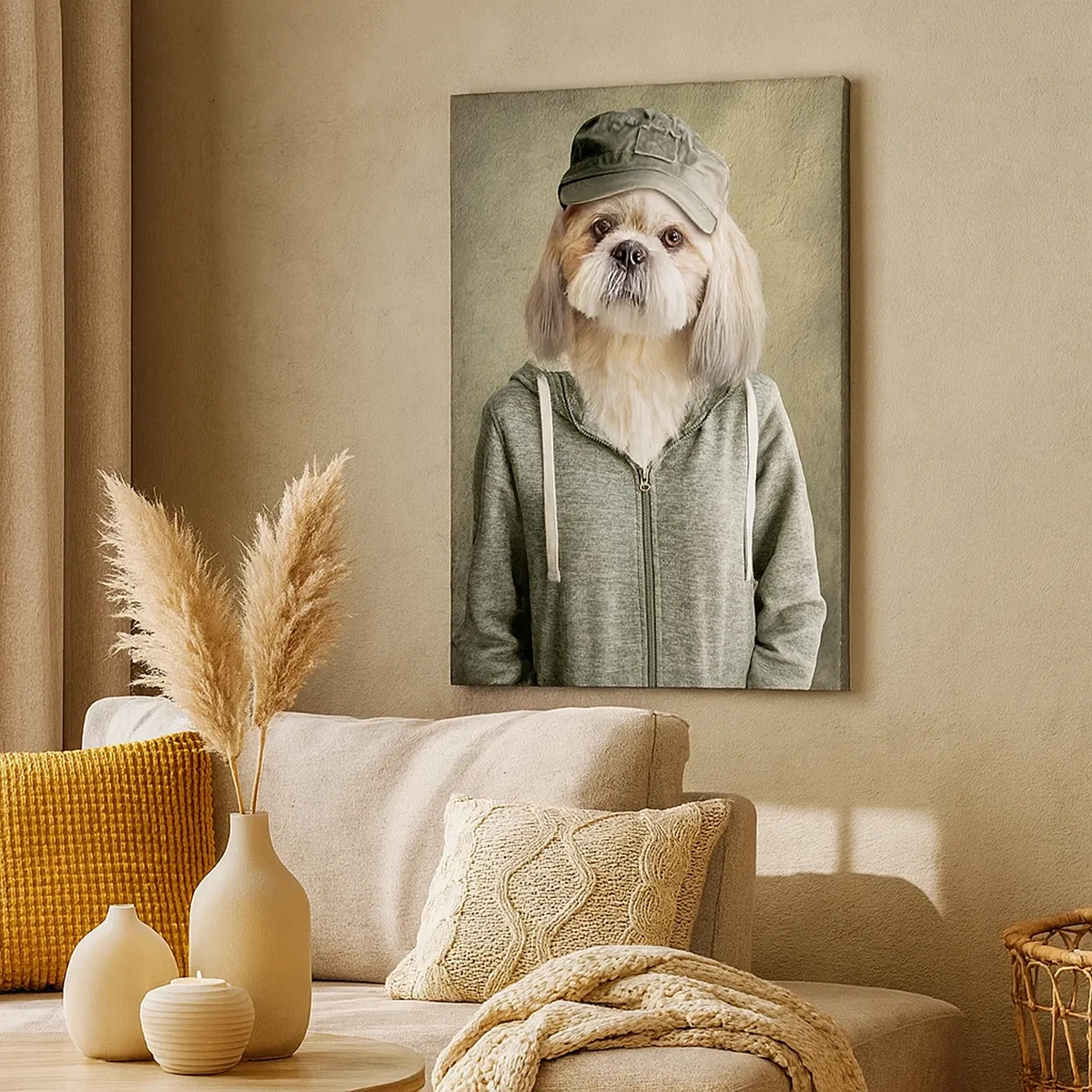Impression sur toile - Image sur toile - Portraits stylisés d'un lion, d'un chien et d'un éléphant dans des vêtements élégants - 50x70cm - je préfère plus détendu - Décoration murale moderne pour le salon et la chambre ARTTOR