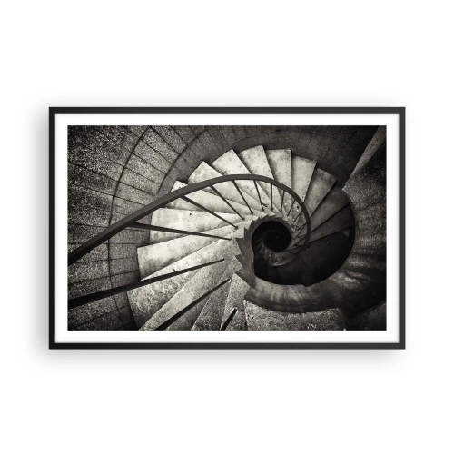 Affiche dans un cadre noir - Poster - En haut des escaliers, en bas des escaliers - 91x61 cm