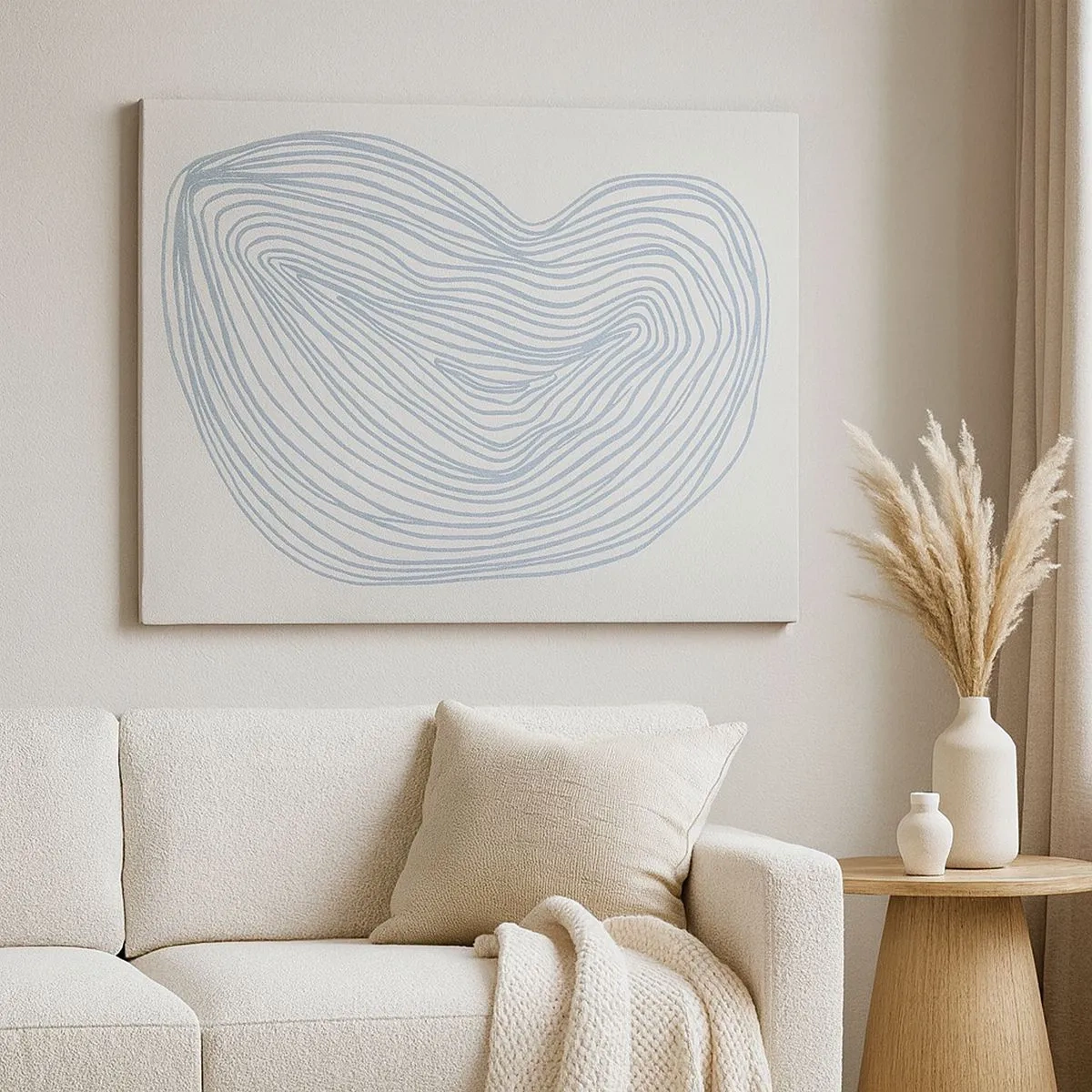 Impression sur toile - Image sur toile - Motif de vague abstrait en bleu délicat - 70x50cm - Une goutte de sourire - Décoration murale moderne pour le salon et la chambre ARTTOR