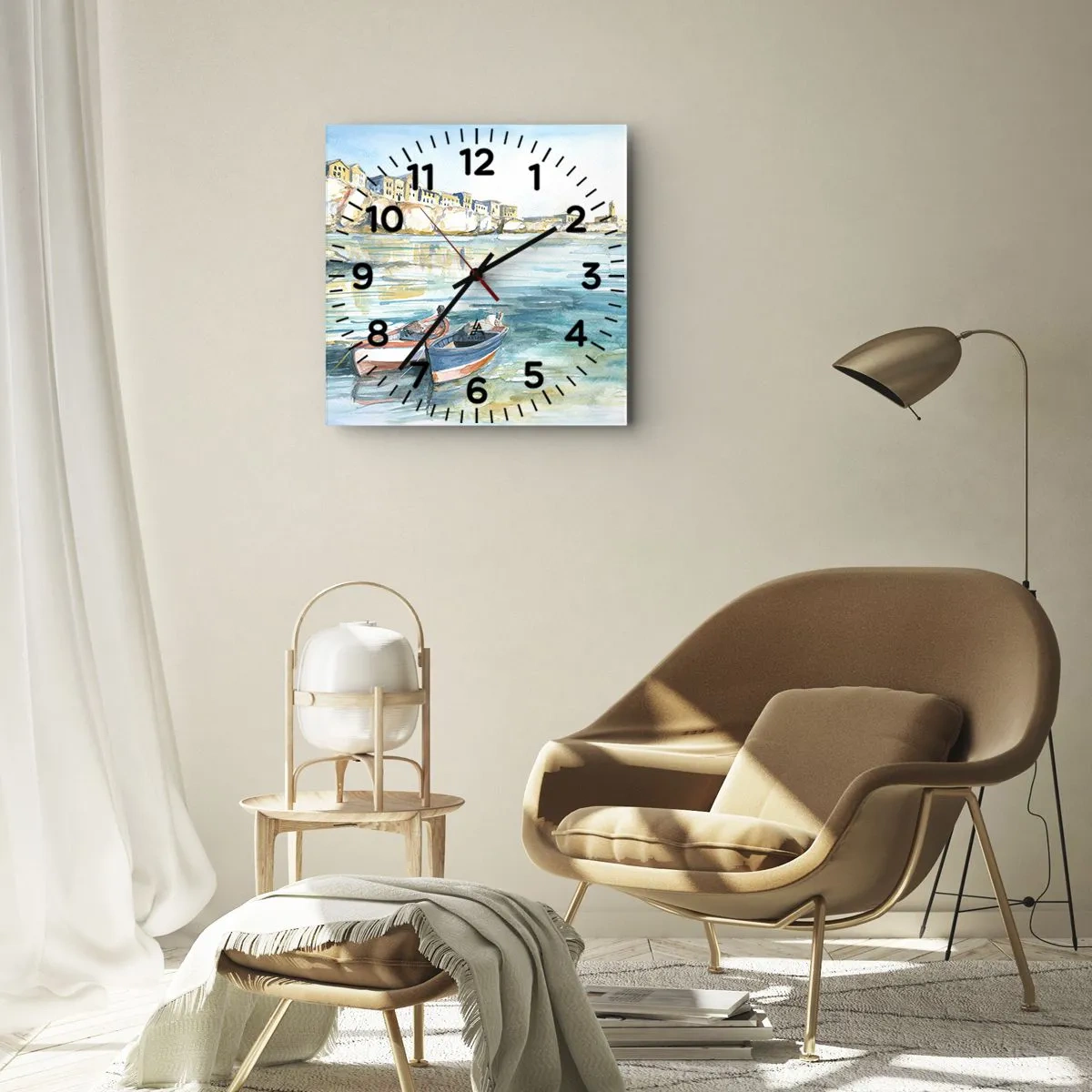 Horloge murale - Pendule murale - Paysage dans l'azur - 40x40 cm