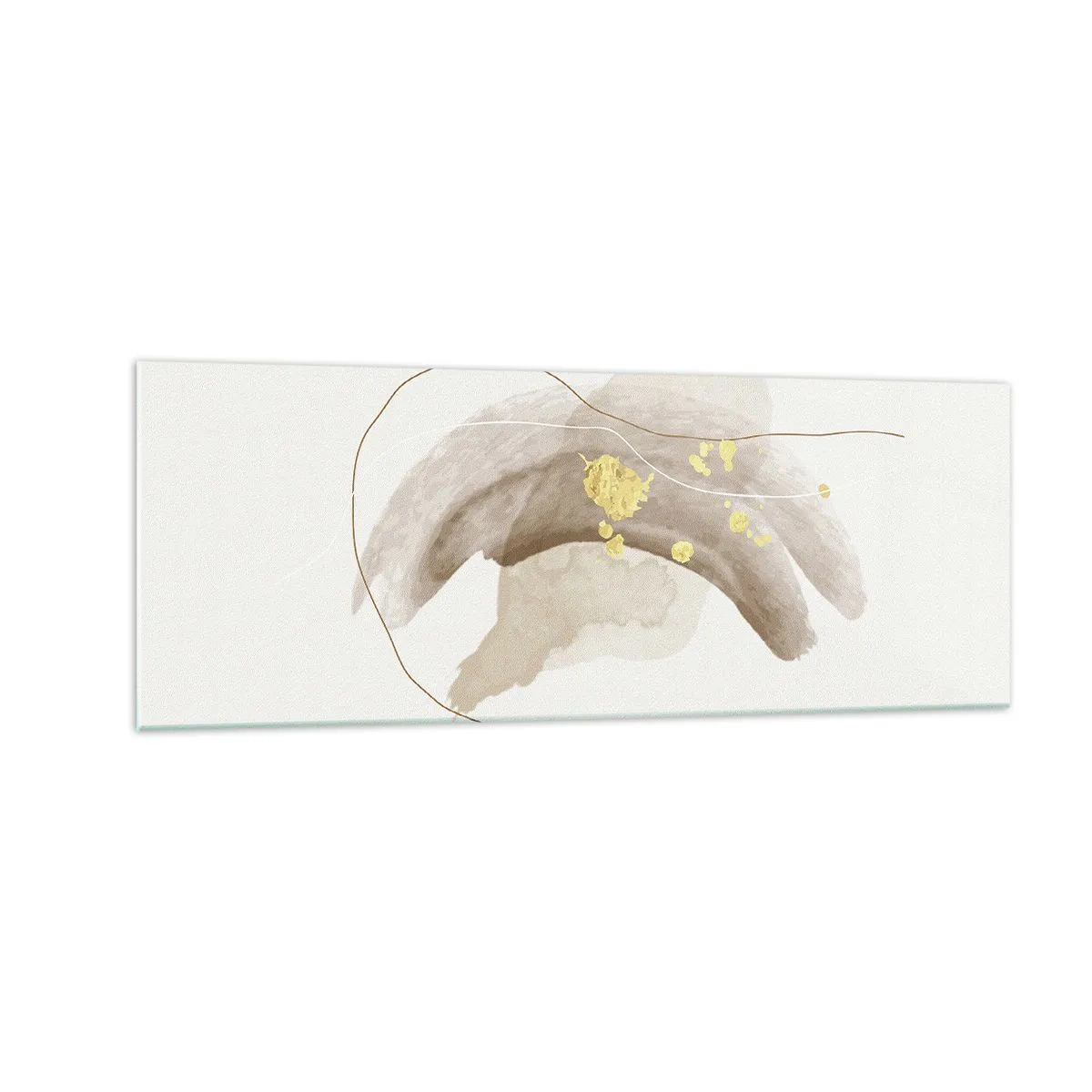 Impression sur verre - Image sur verre - Une composition abstraite dans les tons beige et or. - 140x50cm - rencontré dans l'espace - Décoration murale moderne pour le salon et la chambre ARTTOR