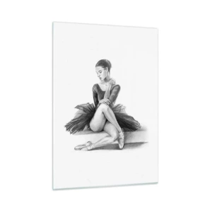 Impression sur verre - Image sur verre - Croquis d'une ballerine en robe noire dans une pose pensive - 50x70cm - Envoutée par la danse - Décoration murale moderne pour le salon et la chambre ARTTOR