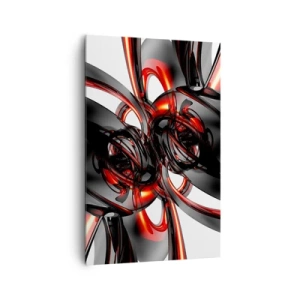 Impression sur toile - Image sur toile - Graphiques 3D abstraits avec des éléments noirs et rouges - 80x120cm - Mouvement de graphite et rouge - Décoration murale moderne pour le salon et la chambre ARTTOR
