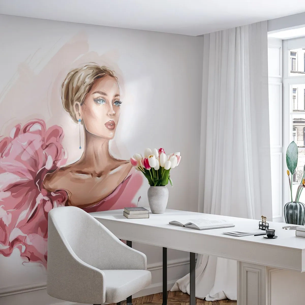 Papier Peint Photo Premium Canvas - Comme peinte... - Femme, Mode, Graphique - 250x175 cm