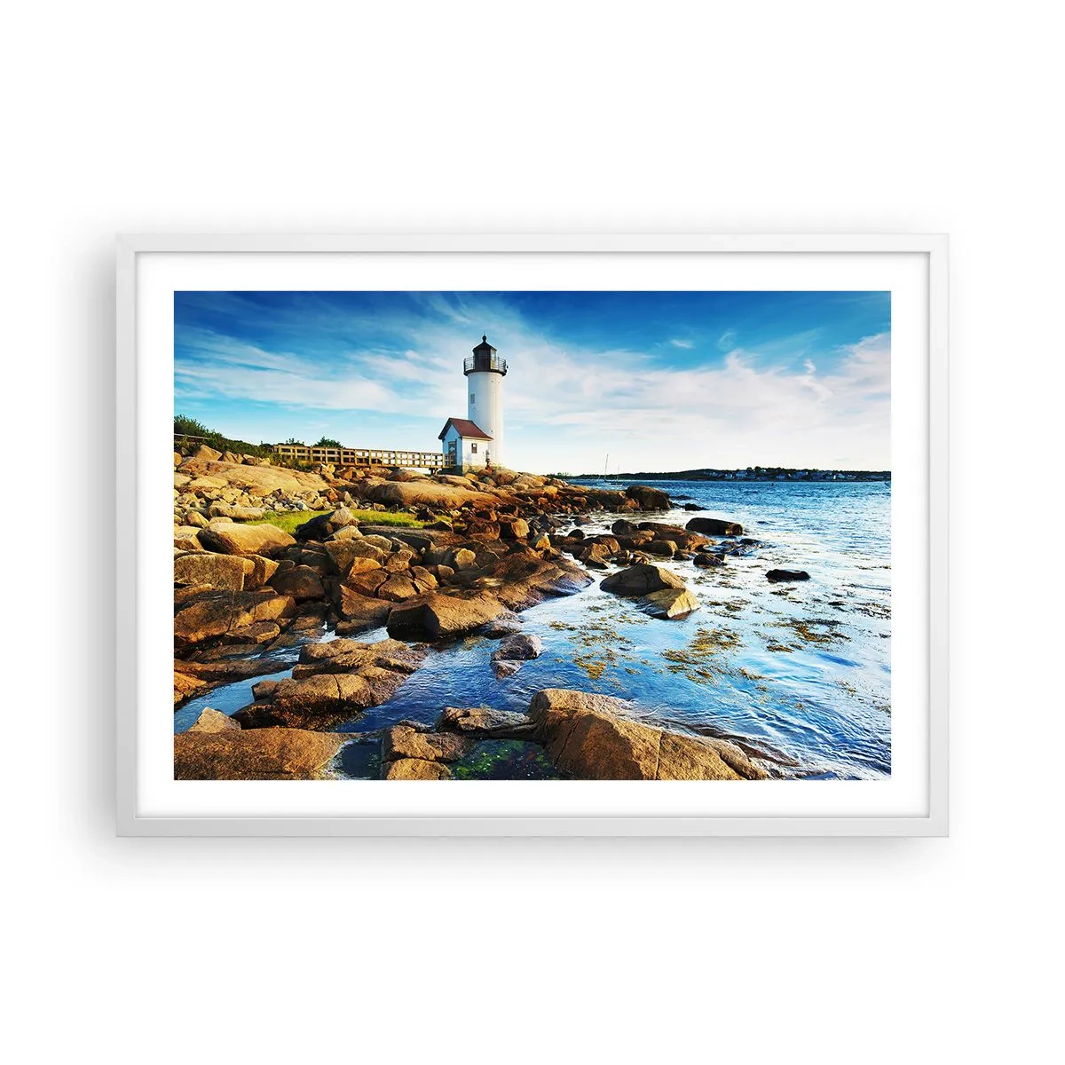 Affiche dans un cadre blanc - Poster - Revenez heureux, j'attends - 70x50 cm