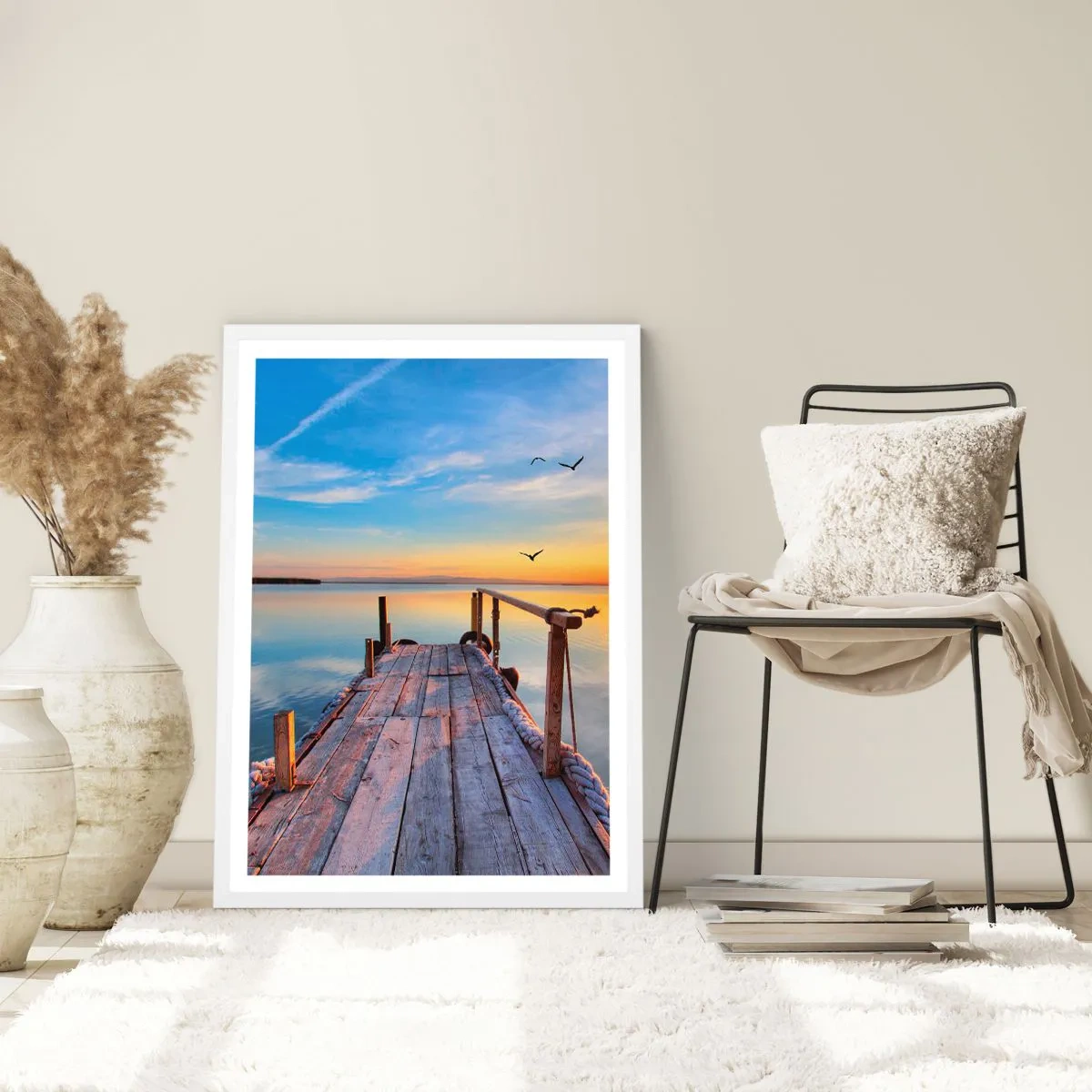 Affiche dans un cadre blanc - Poster - Marcher droit vers le soleil - 40x50 cm