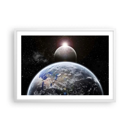 Affiche dans un cadre blanc - Poster - Paysage cosmique - lever de soleil - 70x50 cm