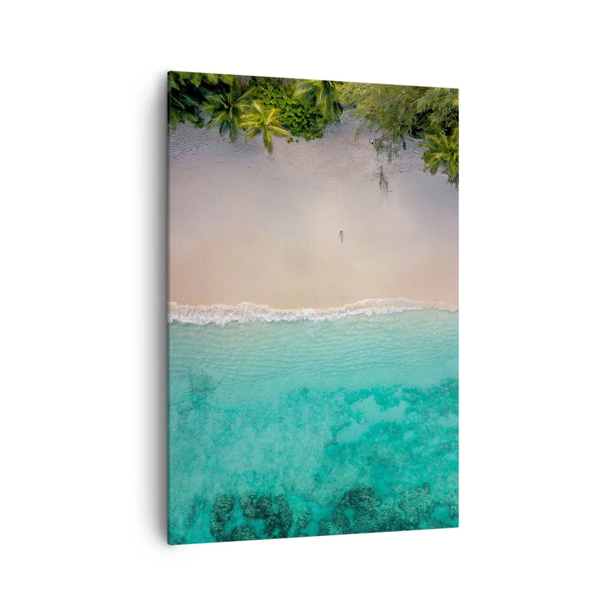 Impression sur toile - Image sur toile - Vue aérienne d'une plage tropicale aux eaux turquoises - 70x100cm - Plage paradisiaque - Décoration murale moderne pour le salon et la chambre ARTTOR