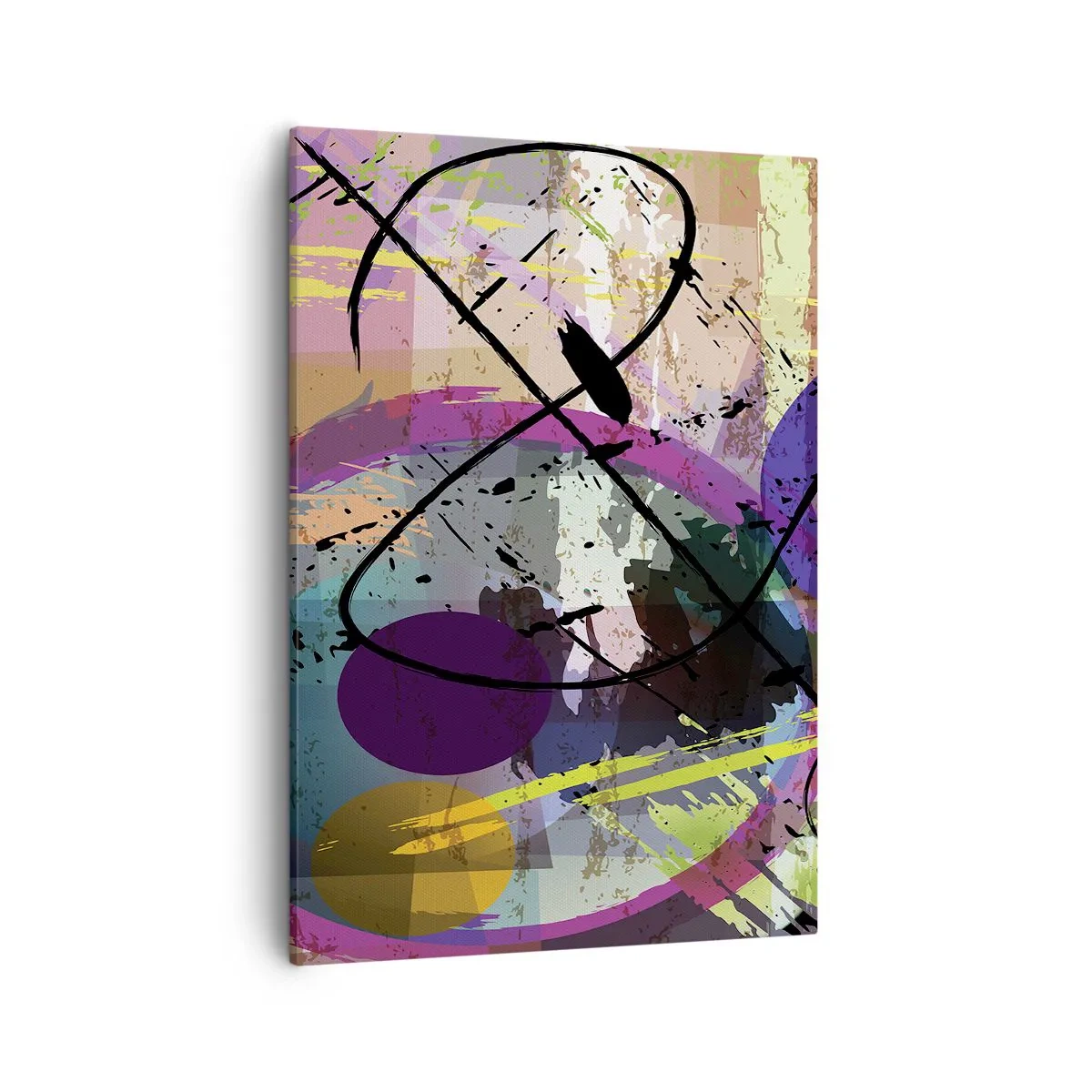 Impression sur toile - Image sur toile - Un motif abstrait coloré avec des lignes et des formes dynamiques. - 50x70cm - Vous pouvez aller tout droit ou autour - Décoration murale moderne pour le salon et la chambre ARTTOR