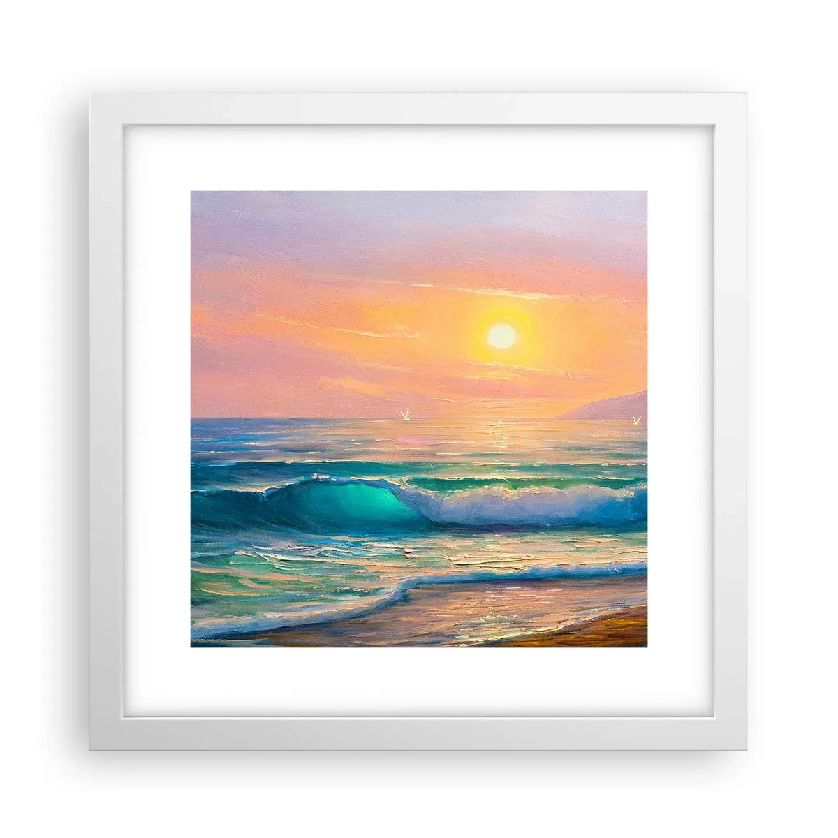 Affiche dans un cadre blanc - Poster - Le chant turquoise des vagues - 30x30 cm