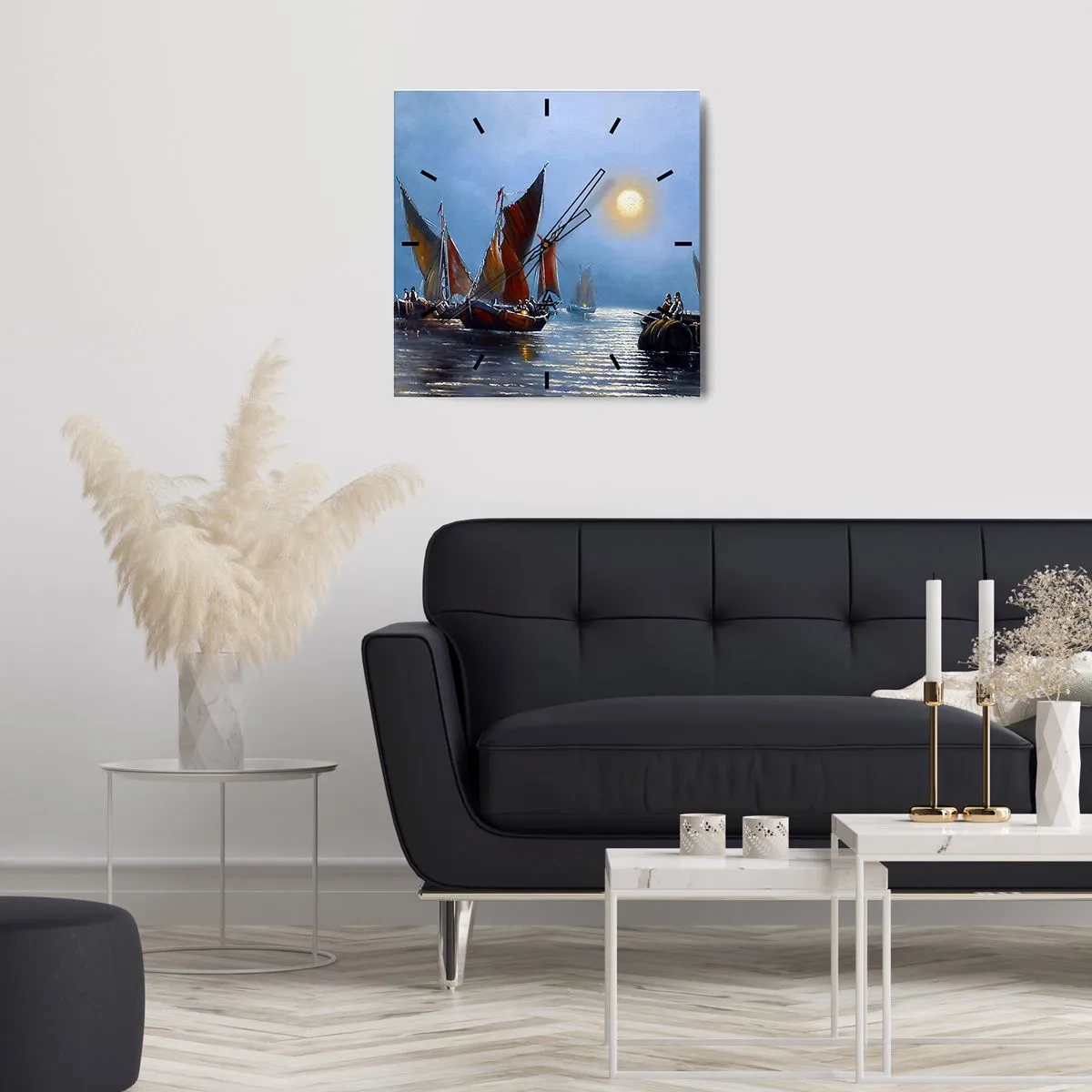 Horloge murale - Pendule murale - Pêche de nuit - 40x40 cm