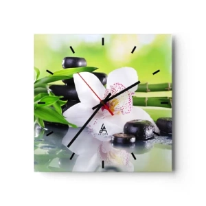 Horloge murale - Pendule murale - Orchidée, pierres et bambou dans une composition spa harmonieuse - 30x30cm - Raffraîchissement de fraîcheur - Décoration murale moderne pour le salon et la chambre ARTTOR