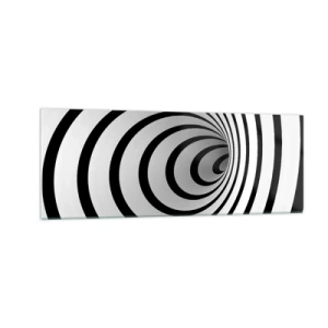 Impression sur verre - Image sur verre - Une spirale noire et blanche créant un effet hypnotique - 140x50cm - Tu ne peux pas y résister aussi ? - Décoration murale moderne pour le salon et la chambre ARTTOR