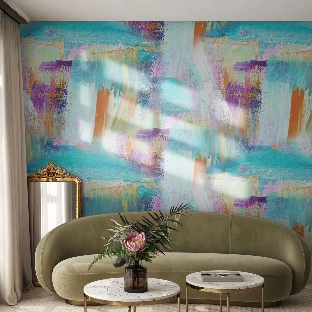 Papier Peint Autocollant Deluxe Sticker - Labyrinthe reluisant - Abstraction, Morceau, Peinture - 250x175 cm