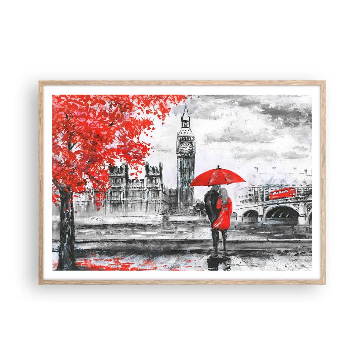 Affiche dans un chêne clair - Poster - Amoureux de Londres - 100x70 cm