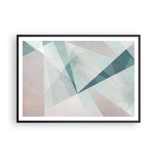 Affiche dans un cadre noir - Poster - Formes géométriques dans des tons pastel de bleu et de gris - 100x70cm - Calme bien que dynamique - Décoration murale moderne pour le salon et la chambre ARTTOR