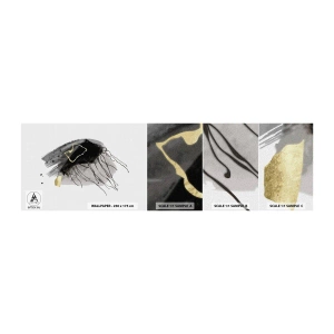 Échantillon De Papier Peint Standard Eco - En noir et en or - Abstraction, Morceau, Graphique - 100x30 cm