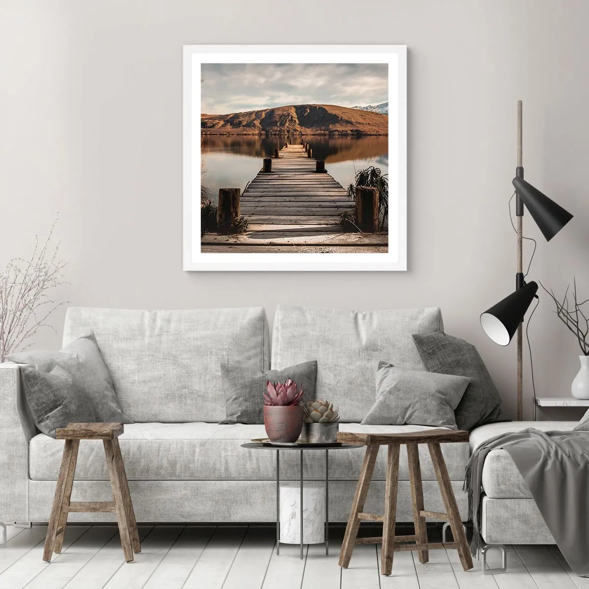 Affiche dans un cadre blanc - Poster - Paysage silencieux - 30x30 cm