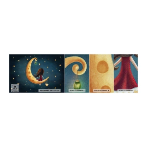 Échantillon de Papier Peint Premium Canvas - Il était une fois... - Pour les enfants, Fille, Lune - 100x30 cm
