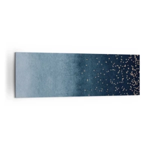 Impression sur toile - Image sur toile - Dégradés bleus avec de subtils accents dorés - 160x50cm - Composition - phases bleues - Décoration murale moderne pour le salon et la chambre ARTTOR