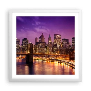 Affiche dans un cadre blanc - Poster - Manhathann or violet - 50x50 cm