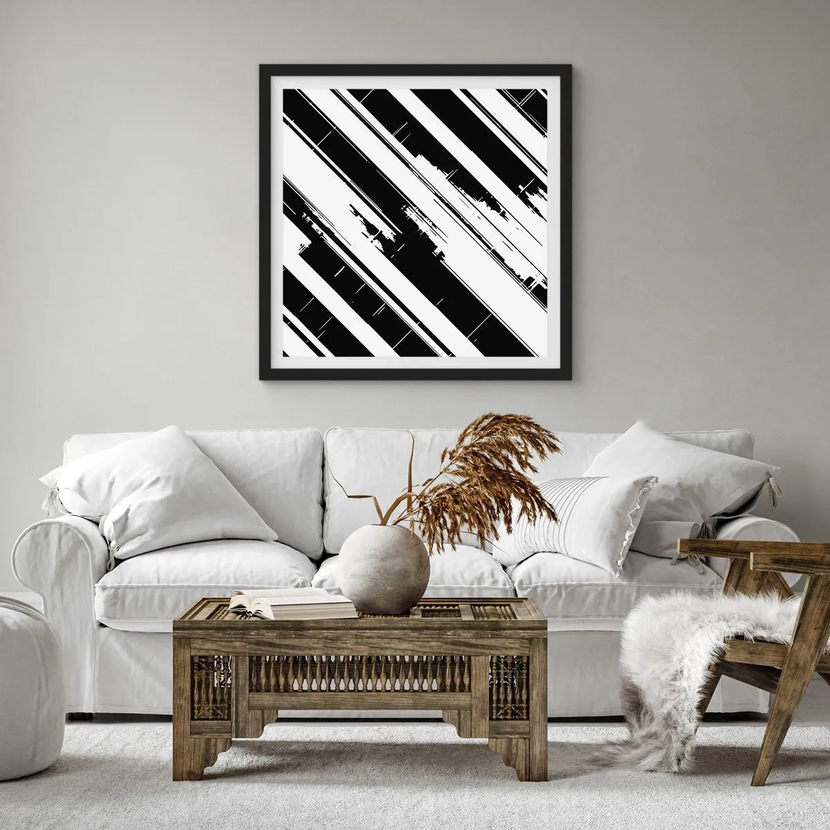 Affiche dans un cadre noir - Poster - Une composition intense et dynamique - 60x60 cm