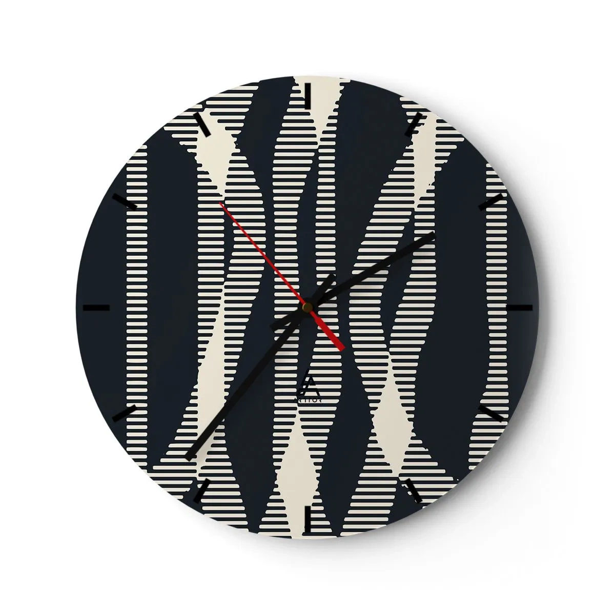Horloge murale - Pendule murale - Motif rayé noir et beige avec effet optique - 30x30cm - Une tentative de briser l'obscurité - Décoration murale moderne pour le salon, la cuisine et la chambre ARTTOR
