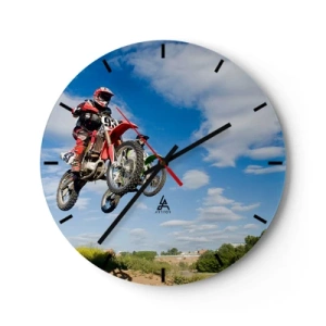 Horloge murale - Pendule murale - Motocross en vol contre le ciel - 30x30cm - Saut en parachute - Décoration murale moderne pour le salon, la cuisine et la chambre ARTTOR