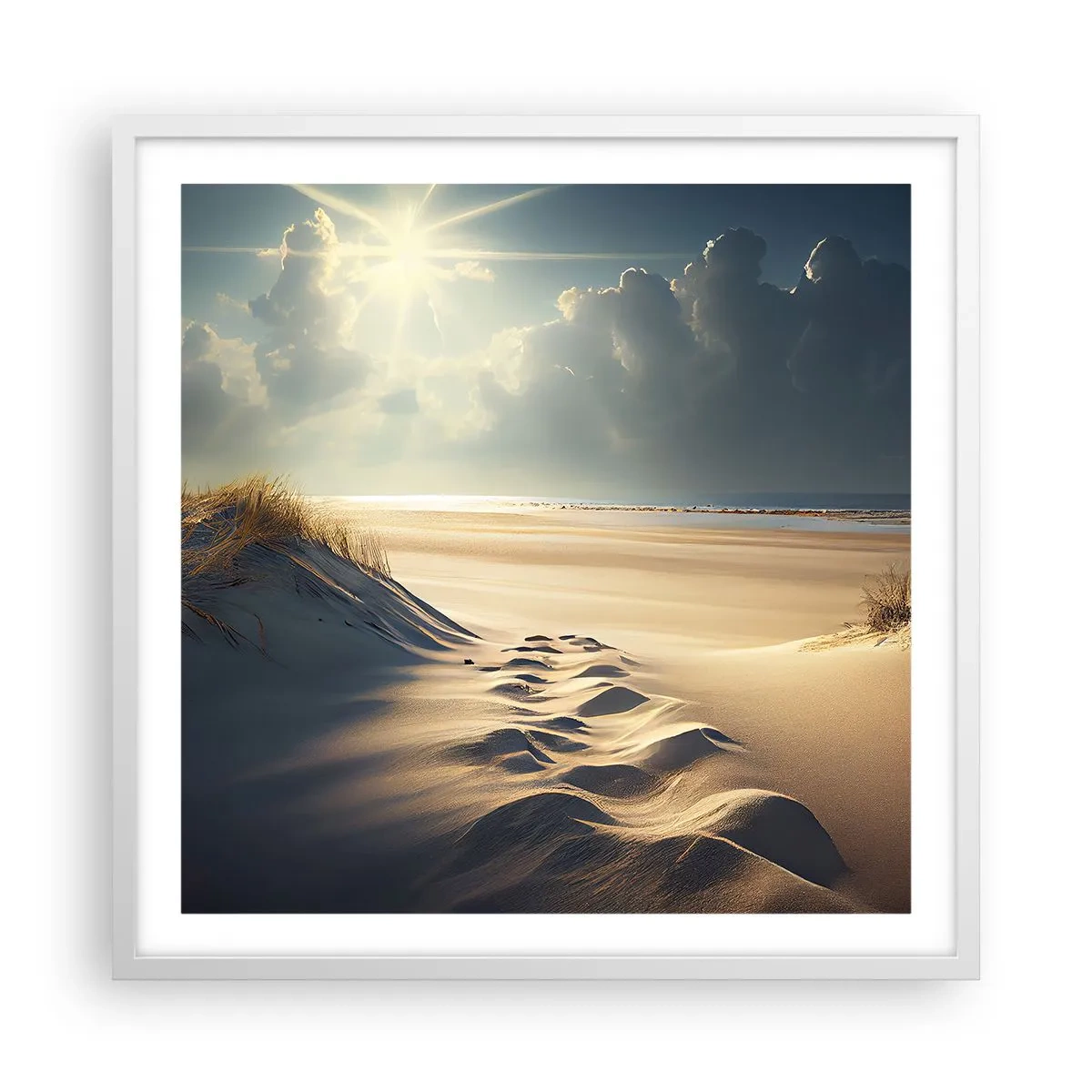 Affiche dans un cadre blanc - Poster - Un paysage apaisant - 60x60 cm