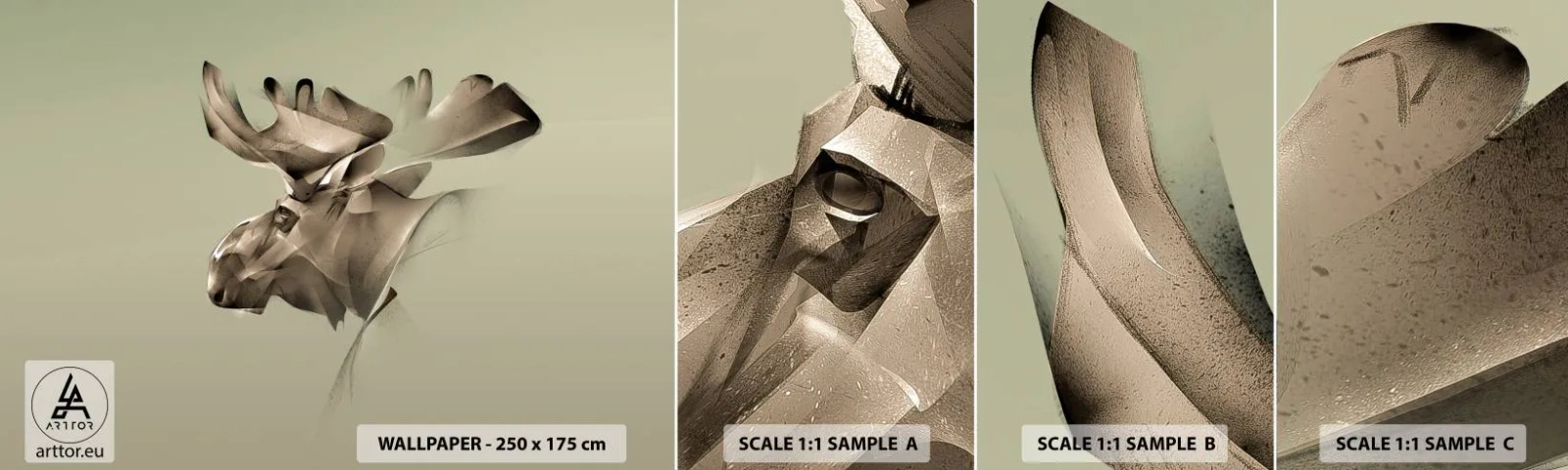 Échantillon De Papier Peint Standard Eco - La douce force de la paix - Élan, Abstraction, Morceau - 100x30 cm