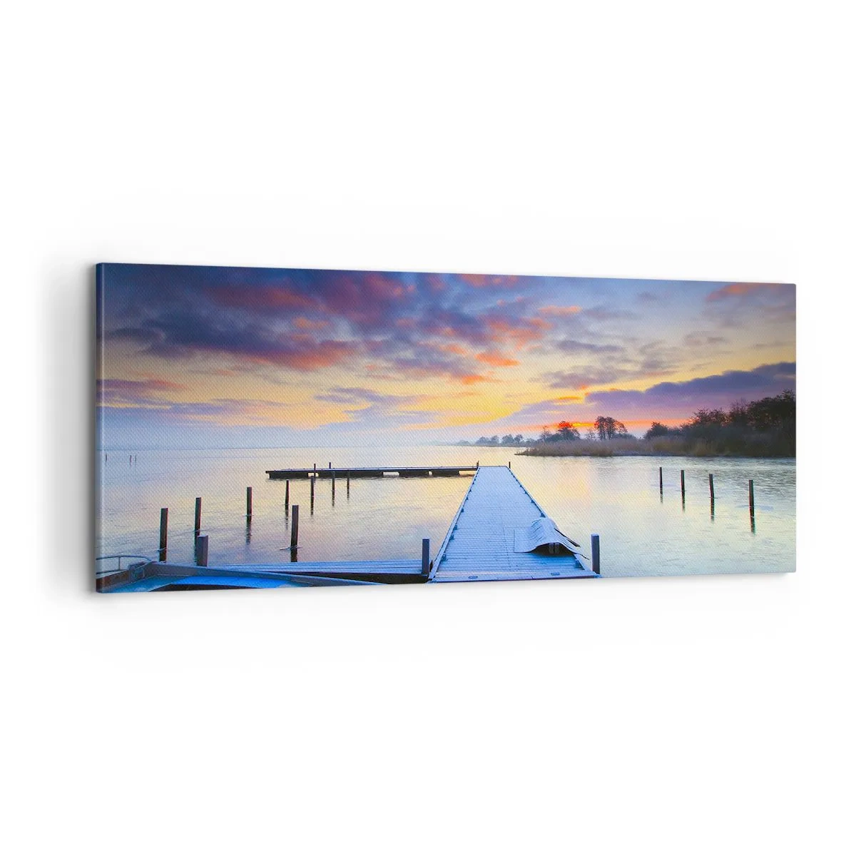 Impression sur toile - Image sur toile - Calme violet-doré - 100x40 cm